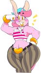  2018 alpha_channel anthro blush boon_(vimhomeless) bracelet clothing equine flexing girly gloves horn jewelry lipstick looking_at_viewer makeup male mammal pants ring smile solo thick_thighs unicorn vimhomeless voluptuous wide_hips 
