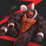  abs anthro biceps big_muscles claws fur hi_res houndoom male mammal muscular muscular_male nintendo one_eye_closed pecs pok&eacute;mon pok&eacute;mon_(species) simple_background video_games waddledox wink 