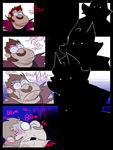  2017 anthro beard brown_hair bull_(torquewintress) canine clothed clothing comic english_text facial_hair facial_piercing fully_clothed hair human jacket mammal missing_tooth nose_piercing nose_ring piercing punch shadow silhouette text torquewintress 