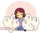  alpha_channel ambiguous_gender animated annoying_dog_(undertale) canine clothed clothing cuddling dav-19 digital_media_(artwork) dog eyes_closed feral fully_clothed fur group hair human leaning mammal open_mouth petting pixel_(artwork) protagonist_(undertale) reclining simple_background sitting tailwag transparent_background undertale video_games white_fur 