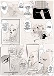  anthro black_and_white canine clothing comic cynthia_walker dialogue disney duo female fox herpestid mammal meerkat mongoose monochrome rem289 text zootopia 