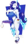  2018 anthro balls big_balls bra breasts clothing collaboration condom cutie_mark dickgirl equine filled_condom footwear friendship_is_magic hair hi_res horn huge_balls hybrid_penis intersex jindragowolf long_hair mammal medial_ring my_little_pony rarity_(mlp) solo teer underwear unicorn 