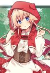  :o animal_hood apron bad_id bad_pixiv_id bangs black_bow blonde_hair blue_eyes blush bow capelet commentary_request corset eyebrows_visible_through_hair fingernails hair_between_eyes hair_bow hands_up head_tilt hood hood_up hooded_capelet little_red_riding_hood little_red_riding_hood_(grimm) long_hair long_sleeves looking_at_viewer omuretsu parted_lips red_capelet red_skirt ribbon-trimmed_capelet ribbon-trimmed_sleeves ribbon_trim shirt skirt solo very_long_hair waist_apron white_apron white_shirt 