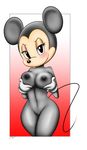  anthro areola bedroom_eyes big_breasts black_eyes black_fur black_nipples black_nose blush breasts disney female fur gradient_background half-closed_eyes holding_breast mammal minnie_mouse mouse navel nipples presenting presenting_breasts pussy rodent seductive signature simple_background skinny_tail smile solo tushy 