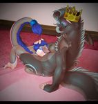  2018 4_toes all_fours anthro anthro_on_anthro bed bed_sheet bedding blue_hair breasts crown cunnilingus digitigrade domination dragon duo ember-dragoness ember_mercury female female_domination fur grey_fur grey_skin grin hair hand_on_head horn hybrid hypnosis looking_up male male/female mane mind_control multicolored_fur multicolored_skin nude oral sex side_view silver_hair sitting slightly_chubby smile snout toes two_tone_fur two_tone_skin vaginal white_skin wings 