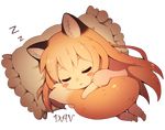  alpha_channel animal_humanoid blush clothing dav-19 female fluffy fluffy_tail fox_humanoid fur hair humanoid lying mammal markings orange_fur orange_hair pajamas pants patricia_(dav-19) pillow shirt simple_background sleeping solo sound_effects tail_hug transparent_background white_markings zzz 