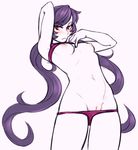  :/ arm_behind_head black_nails blush breasts cowboy_shot eyebrows_visible_through_hair ittla long_hair looking_at_viewer low_twintails medium_breasts nail_polish navel nipples original pale_skin panties panty_pull purple_hair purple_panties pussy red_eyes shirt_lift simple_background sketch solo stomach sylvia_(ittla) twintails underwear very_long_hair white_background 