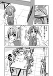  :d ahoge akebono_(kantai_collection) bandaid bandaid_on_face bent_over bike_shorts breast_pocket building chair comic commentary_request crossed_arms emphasis_lines eyebrows_visible_through_hair gloves greyscale hair_bobbles hair_ornament hair_over_one_eye hair_ribbon hairclip hamakaze_(kantai_collection) head_out_of_frame kagerou_(kantai_collection) kantai_collection kiryuu_makoto kuroshio_(kantai_collection) loafers long_hair looking_back monochrome multiple_girls neck_ribbon neckerchief notebook oboro_(kantai_collection) open_mouth outstretched_arm pleated_skirt pocket ribbon sazanami_(kantai_collection) school_uniform serafuku shiranui_(kantai_collection) shoes short_hair short_sleeves skirt smile standing sweater table translation_request twintails ushio_(kantai_collection) vest window 