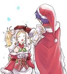  1boy 1girl blonde_hair blue_hair brother_and_sister eyes_closed fire_emblem fire_emblem:_kakusei gloves hair_ornament krom liz_(fire_emblem) long_hair nintendo patting_head santa_costume santa_hat short_hair short_twintails siblings smile twintails white_background 