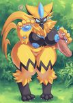  &lt;3 big_breasts breasts claws disembodied_penis electricity female fluffy fur handjob happy human male male/female mammal mrsk nintendo nipples penis pok&eacute;mon pok&eacute;mon_(species) sex thick_thighs vein video_games voluptuous wide_hips yellow_fur zeraora 