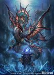  bubble copyright_name crystal crystal_ball dragon fish force_of_will nekoemonn no_humans official_art solo underwater wings 