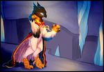  anthro avian beak bird cave cloak clothing elvche feathers fire magic solo wings 