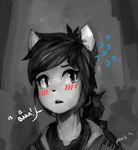  2017 anthro blush bust_portrait canine clothed clothing dialogue english_text eri_washington_(panzery25) female fox greyscale looking_at_viewer mammal monochrome panzery25 portrait signature solo sweat sweatdrop text 