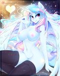  &lt;3 2018 absurd_res anthro anthrofied areola clothing cutie_mark digital_media_(artwork) equine feathered_wings feathers female friendship_is_magic hair hi_res horn koveliana legwear long_hair looking_at_viewer mammal multicolored_hair my_little_pony nipples patreon princess_celestia_(mlp) smile solo winged_unicorn wings 