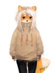  ! 2017 anthro canine clothed clothing female fox green_eyes hair mammal panzery25 portrait signature simple_background solo standing sweater three-quarter_portrait white_background white_hair 