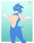  2017 abs anthro blue_fur clothing fur gloves green_eyes grin huggablehusky looking_at_viewer male navel pecs simple_background smile solo sonic_(series) sonic_the_hedgehog 