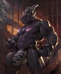  2018 5_fingers abs anthro bedroom_eyes biceps big_penis big_tail black_skin black_tail cell chain claws clenched_teeth clothed clothing darkgem dragon erection front_view gag grey_claws grey_horn half-closed_eyes hi_res holding_object horn humanoid_hands humanoid_penis jewelry jockstrap long_penis long_tail looking_at_viewer looking_down male mammal multicolored_skin multicolored_tail muscular muscular_male necklace nude orange_eyes partially_clothed pecs penis prison purple_skin purple_tail quads raised_tail rape_face raventhan ring_gag scalie seductive sharp_claws sharp_teeth smile snout solo spiked_tail standing teeth thick_penis thick_tail thick_thighs triceps underwear 