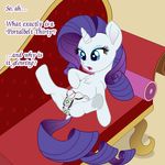  aperture_science bdsm bondage bound chastity_belt digital_media_(artwork) equine female friendship_is_magic fur hair horn horse mammal my_little_pony pony portals purple_hair rarity_(mlp) solo squirrelpony unicorn 