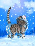  2018 blue_eyes cat day detailed_background digital_media_(artwork) feline feral fluffy mammal outside ritka sabara snow standing 