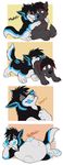  canine comic cub fur leo_(thetwfz) mammal multicolored_fur silverdeni simple_background vore white_background wolf young 