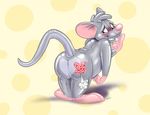  &lt;3 2016 animate_inanimate anthro band-aid bandage blush butt dariomouse deflation digital_drawing_(artwork) digital_media_(artwork) embarrassed inflatable living_inflatable lockheedskunk looking_back male mammal mouse pink_nose rodent rubber shiny simple_background smile solo teeth 