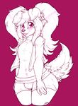  &lt;3 &lt;3_eyes anthro blush bulge canine clothing commission-mission girly looking_at_viewer male mammal monochrome nipple_bulge solo tight_clothing 