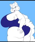  2018 absurd_res anthro big_breasts big_butt breasts butt butt_grab clothing equine eyewear female gin-blade glasses green_eyes hair hand_on_butt hi_res horn huge_breasts huge_butt lipstick makeup mammal my_little_pony one-piece_swimsuit simple_background solo swimsuit thick_thighs unicorn voluptuous wide_hips 