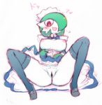  &lt;3 2016 areola blush breasts butt censor_bar censored clothing female footwear gardevoir hair hair_over_eye humanoid ikanomaru japanese_text legwear looking_at_viewer maid_hat maid_uniform nintendo nipples not_furry nude open_mouth pok&eacute;mon pok&eacute;mon_(species) pussy red_eyes shoes skirt spread_legs spreading text thigh_highs tongue uniform video_games 