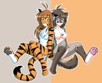  breasts brown_hair chest_tuft feline female flora furry kat kathrin_vaughan keidran long_hair nude orange stripes tail tiger tom_fischbach twokinds webcomic yellow_eyes 