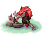  69 blush cub fellatio gay green_eyes male nintendo oral oral_sex penis plain_background pok&#233;mon pokemon sex unknown_artist video_games white_background young zoroark zorua 