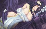  albedo black_hair breasts cleavage dress elbow_gloves gloves horns long_hair overlord tagme_(artist) wings yellow_eyes 