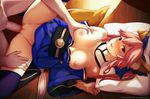  animal_ears bed blush breast_grab breasts brown_eyes censored dress fate/grand_order fate_(series) foxgirl japanese_clothes kimono long_hair nipples penis pink_hair ponytail pussy see_through sex spread_legs tail tamamo_no_mae_(fate) watermark zen_o 