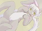  ancesra anthro blush breasts brown_fur clitoris female flat_chested fur hair hollow_(species) lagomorph looking_at_viewer made_in_abyss mammal nanachi presenting presenting_pussy pussy rabbit spread_legs spreading white_hair yellow_eyes young 