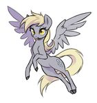  2018 blonde_hair cute cutie_mark derp_eyes derpy_hooves_(mlp) equine eyelashes eyeshadow feathered_wings feathers female friendship_is_magic full-length_portrait hair hooves looking_at_viewer makeup mammal mascara my_little_pony nude pegasus portrait simple_background solo sorcerushorserus suspended_in_midair tongue tongue_out white_background wings yellow_eyes 
