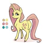  2018 alternate_species butt color_swatch cute cutie_mark dock equine eyebrows eyelashes eyeshadow female fluttershy_(mlp) friendship_is_magic full-length_portrait hair hooves horn long_hair looking_at_viewer makeup mammal mascara my_little_pony nude pink_hair portrait shadow simple_background smile solo sorcerushorserus spoiler teal_eyes unicorn white_background 