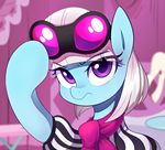  2018 absurd_res clothed clothing earth_pony equine eyewear female friendship_is_magic grey_hair hair hi_res horse looking_at_viewer mammal marenlicious my_little_pony photo_finish_(mlp) pony purple_eyes scarf short_hair solo sunglasses 