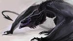  allagar ambiguous_gender black_scales crouching dragon feral horn membranous_wings purple_eyes scales scalie sharp_teeth simple_background solo spread_wings teeth western_dragon white_background wing_claws wings wyvern 