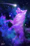  ambiguous_gender canine cosmic_being goldendruid mammal open_mouth paws space teeth watermark wolf 