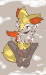  anthro braixen breasts canine female fur inner_ear_fluff mammal nintendo nipples nude pok&eacute;mon pok&eacute;mon_(species) pussy simple_background solo video_games 