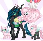  &lt;3 2015 baby balloon blush changeling costume crown cub cute cute_fangs equine eyelashes eyeshadow family fan_character fangs female floating fluffle_puff food friendship_is_magic full-length_portrait fur green_eyes green_sclera group hair horn horse hybrid insect_wings makeup male mammal my_little_pony open_mouth open_smile parent pink_background pink_fur pink_hair pony portrait queen_chrysalis_(mlp) shadow simple_background slit_pupils smile sorcerushorserus suspended_in_midair taco teal_eyes teal_hair tongue tongue_out two_tone_background underhoof wings young 