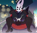  2018 anal anal_penetration anthro anus arthropod balls blush breasts butt clothed clothing cum cum_in_ass cum_inside dickgirl dickgirl/male digital_media_(artwork) duo erection full_nelson hi_res hollow_knight hollow_knight_(species) hornet_(hollow_knight) humanoid insect intersex intersex/male lying male not_safe_for_reality on_back orgasm penetration penis protagonist_(hollow_knight) sex text video_games 