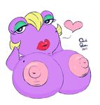  &lt;3 2017 amphibian animal_crossing anthro areola beauty_mark big_areola big_breasts breasts bust_portrait digital_media_(artwork) eyeshadow female frog gigi_(animal_crossing) hair hand_on_face huge_breasts lipstick makeup nintendo nipples nude portrait raised_arm short_hair smutbooru solo video_games 