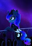  blue_eyes blue_hair cosmic_hair detailed_background equine eyelashes female feral friendship_is_magic hair horn magnaluna mammal my_little_pony night outside princess_luna_(mlp) sky solo star starry_sky winged_unicorn wings 