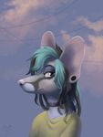  anthro big_ears choker clothing colored_hair dreadlocks female genet looking_at_viewer mammal solo spotted_genet viverrid werella 