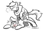  2013 anal anal_penetration big_macintosh_(mlp) blush braeburned caramel_(mlp) cum cum_on_ground cum_while_penetrated cutie_mark duo equine eyes_closed friendship_is_magic from_behind_position hands-free horse male male/male male_penetrating mammal monochrome my_little_pony orgasm penetration penis pony sex simple_background text white_background 