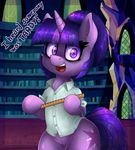  ! 2017 book bookcase castle chest_tuft clothing crystals cutie_mark dialogue duop-qoub english_text equine eyelashes feathered_wings feathers female friendship_is_magic fur hair hair_bun holding_object horn inside instrument library looking_at_viewer makeup mammal mascara mostly_nude multicolored_hair my_little_pony open_mouth open_smile pabbley portrait purple_eyes ruler shirt signature smile solo standing teeth text thick_thighs three-quarter_portrait tongue tuft twilight_sparkle_(mlp) winged_unicorn wings 