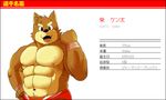  anthro clothed clothing kenta_shiba_(character) male mammal muscular muscular_male navel nipples open_mouth profile shiba-kenta text translated wrestling 