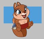  2018 4_fingers blue_eyes brown_fur brown_nose cheek_tuft chipmunk clarice clothed clothing cutoffs denim_shorts digital_drawing_(artwork) digital_media_(artwork) disney excited eyelashes female fur grey_background mammal open_mouth open_smile rodent shorts simple_background siroc small_tail smile solo tuft 