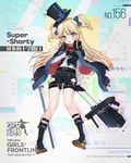  belt belt_buckle blonde_hair blue_eyes blue_shorts blush bow bowtie buckle buttons cane cross girls_frontline gun haijin hair_ribbon high_collar high_heels long_hair looking_at_viewer official_art open_clothes pocket_watch ribbon rolling_suitcase serbu_super-shorty shorts shotgun solo suitcase super_shorty_(girls_frontline) two_side_up vest watch weapon 