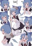  ? akanbe alternate_costume anger_vein apron artist_name bandaid bangs black_dress blue_bow blue_eyes blue_hair blush bow character_sheet cirno commentary_request counting crossed_arms dress enmaided fkey full_body grin hair_bow highres ice ice_wings looking_at_viewer maid maid_apron mary_janes mop multiple_views neck_ribbon open_mouth puffy_short_sleeves puffy_sleeves red_ribbon ribbon shoes short_hair short_sleeves smile tearing_up tears tongue tongue_out touhou wings wrist_cuffs 